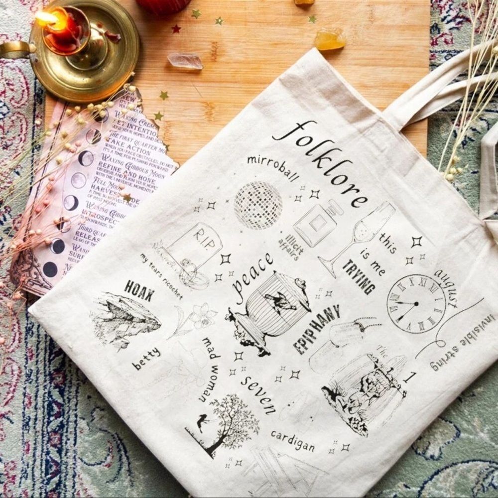 ✨2/$16 or 3/$20✨ Folklore Themed Taylor Swift Canvas Tote Bag